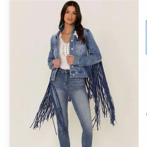 Idyllwind Blue Denim Stars and Fringe Jean Jacket